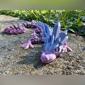 Articulated Crystal Dragon 3D Printed Flexi Toy Fantasy Creature Articulated Toy